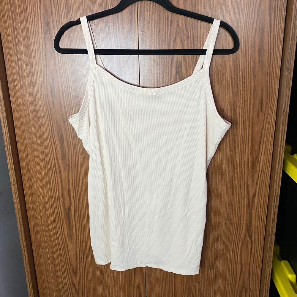 No Boundaries Cami Tank Women XXL 20 Cream Ribbed Stretch Sleeveless Top